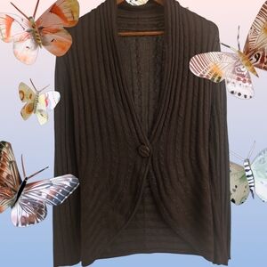 Elegant Brown Women's Sweater One Magnetic Button
